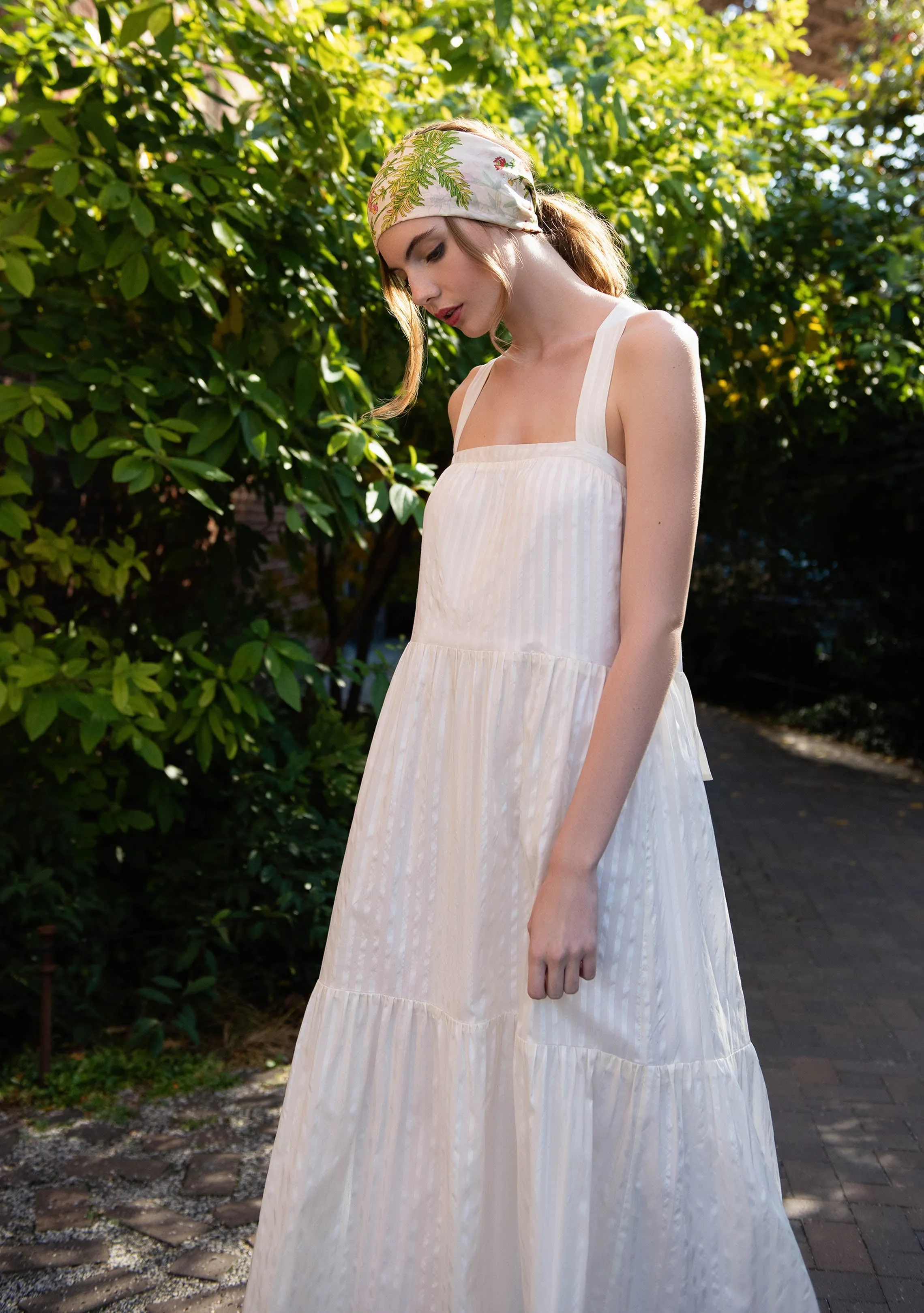 Iris Dress - Natural/White Stripe