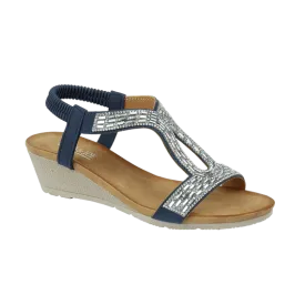 Jo & Joe Cape Verde Navy Glitter Wedge Sandal