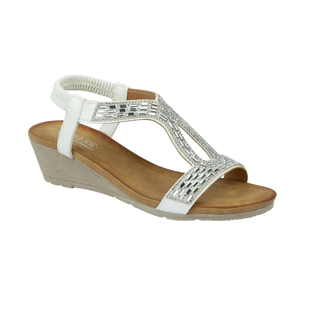 Jo & Joe Cape Verde White & Silver Wedge Sandal