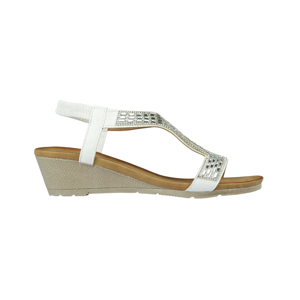 Jo & Joe Cape Verde White & Silver Wedge Sandal