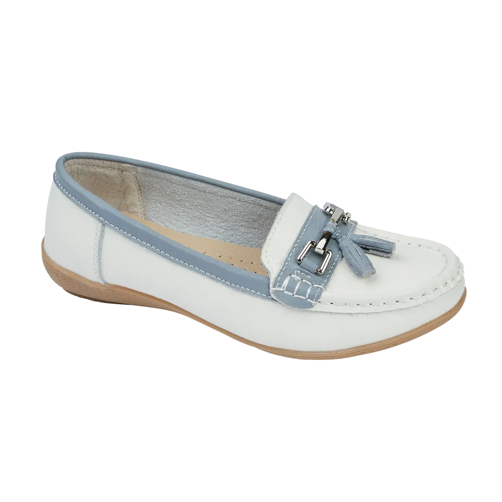 Jo & Joe Seafairer White/Baby Blue Leather Pump