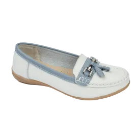 Jo & Joe Seafairer White/Baby Blue Leather Pump