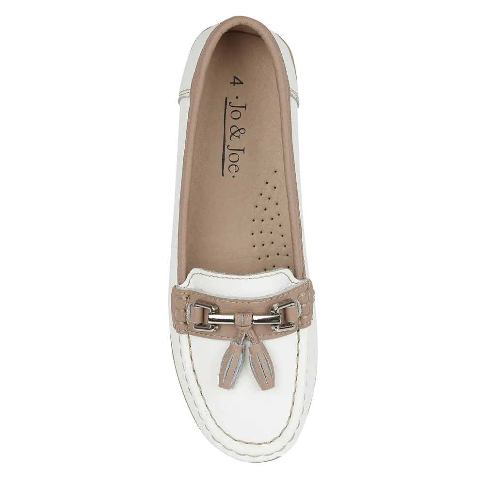 Jo & Joe Seafairer White/Mocha Leather Pump (Nautical)