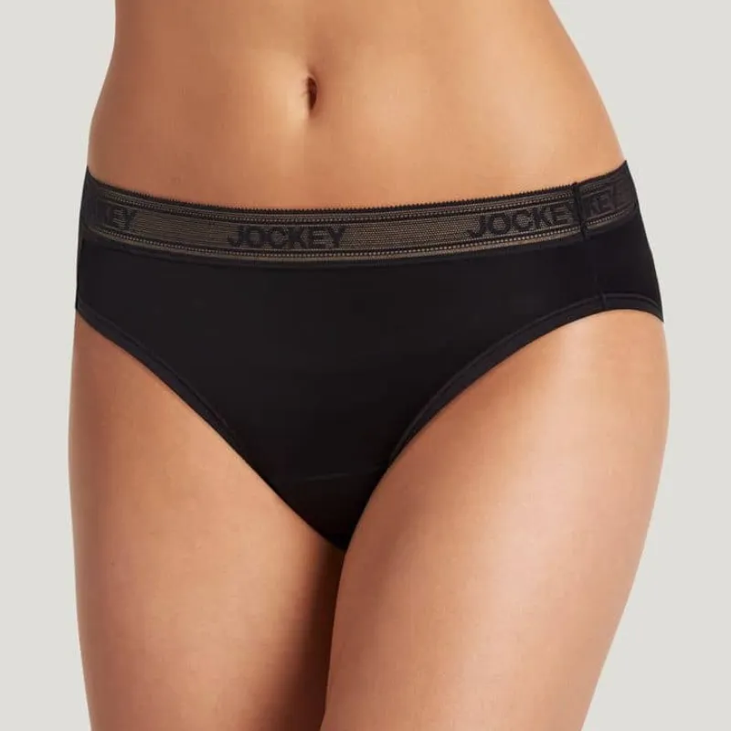 Jockey Worry Free Microfiber Period Bikini Black