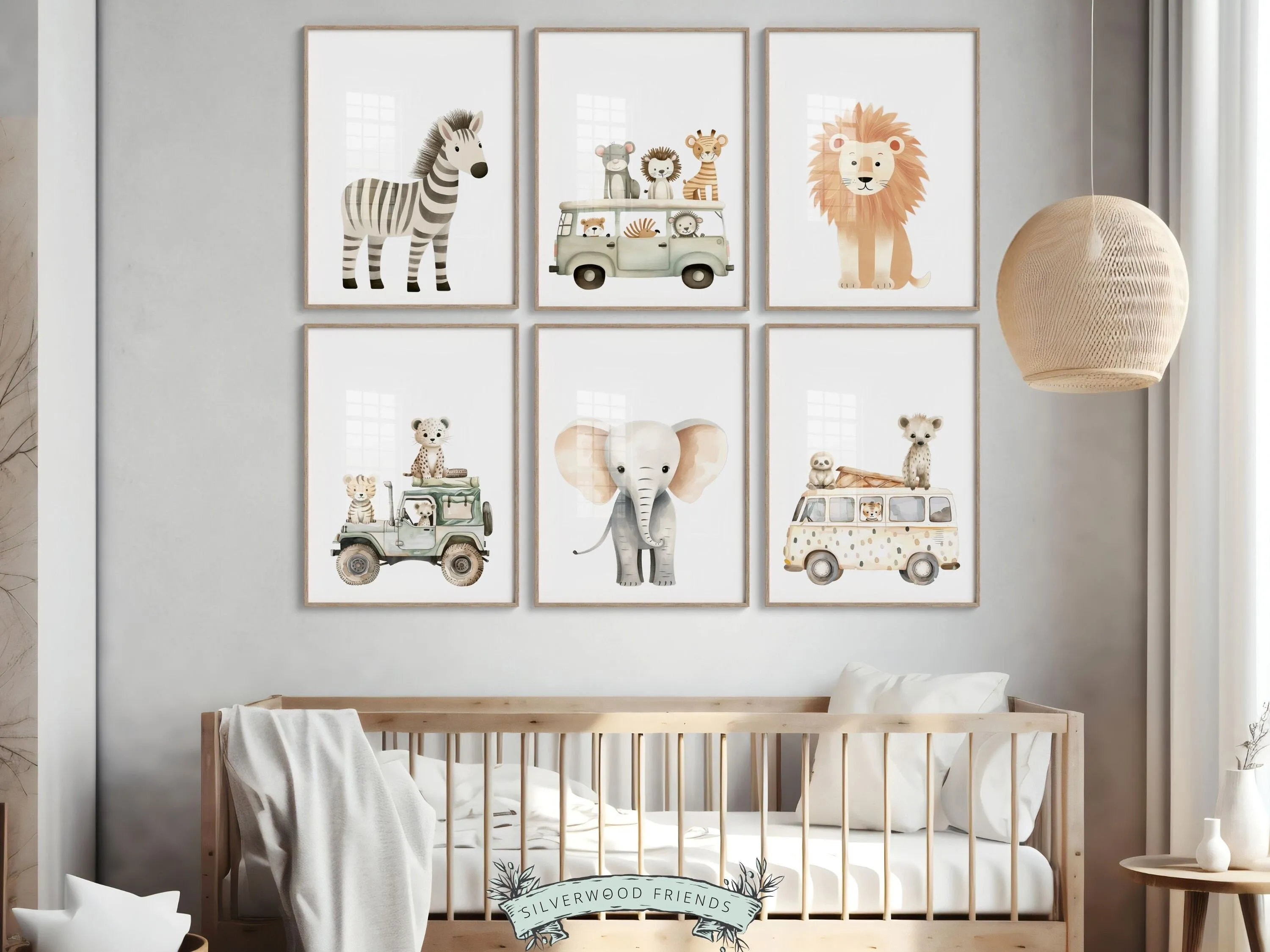 Jungle Animal Car Nursery Prints