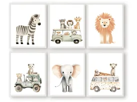 Jungle Animal Car Nursery Prints