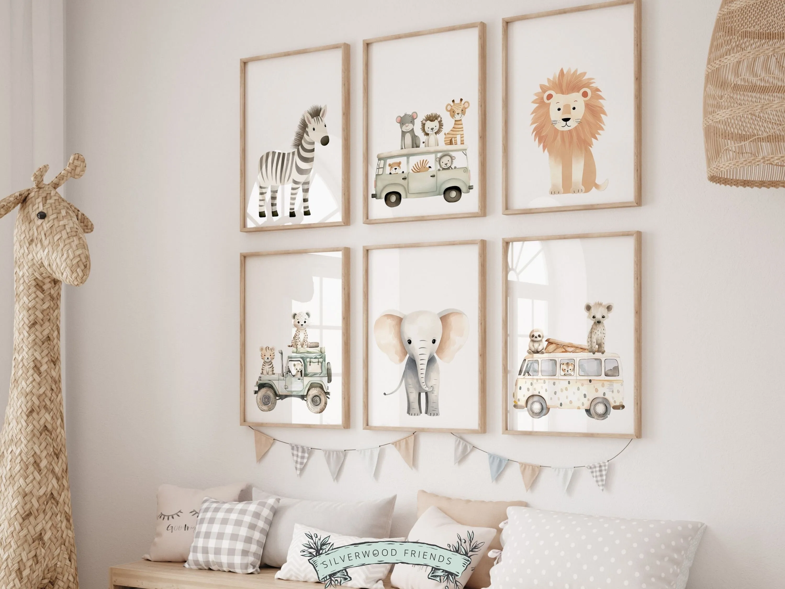 Jungle Animal Car Nursery Prints