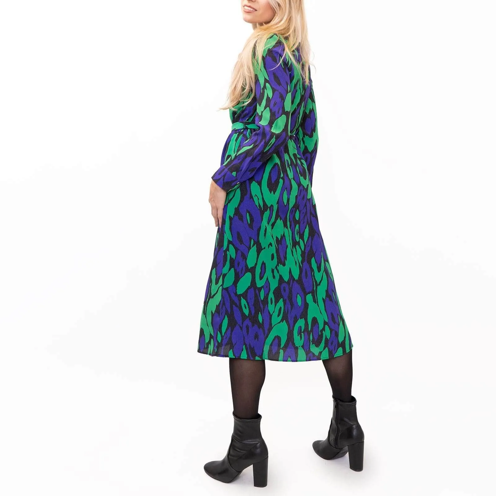 Karen Millen Green Leopard Print Lightweight Midi Shirt Dresses