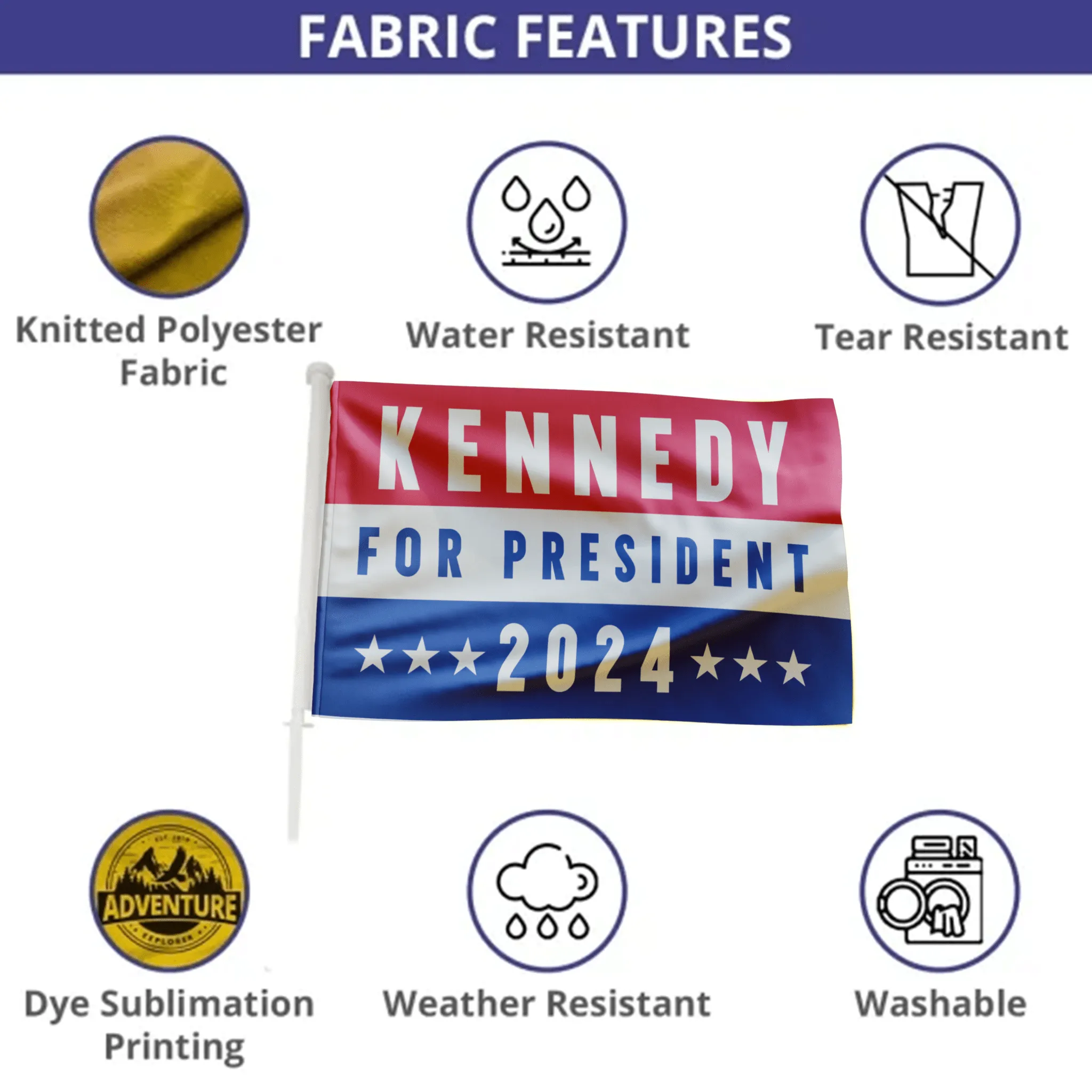 Kennedy for President Boat Flag Kit | Double-Sided 18"x12" | LIMITED EDITION