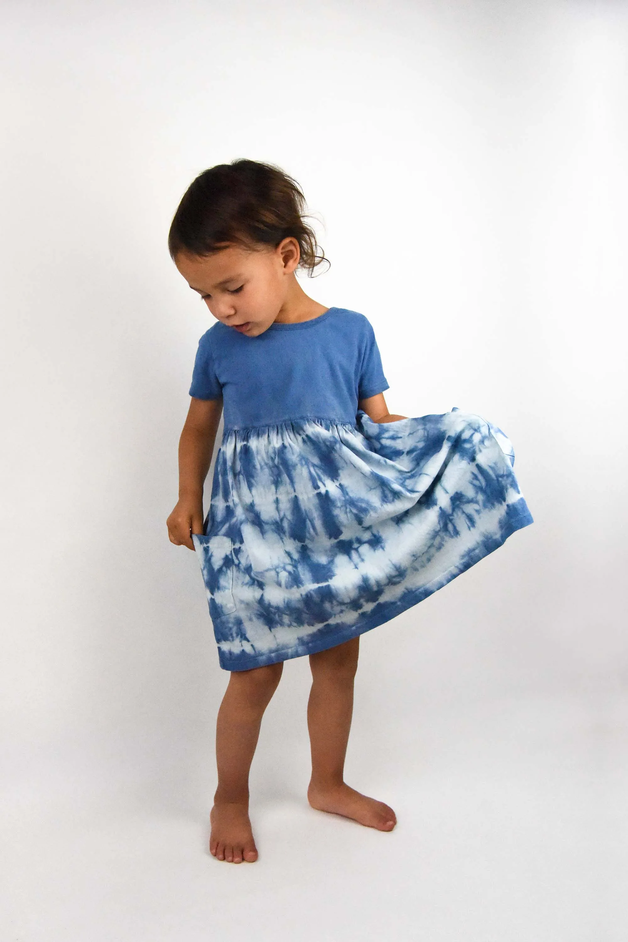 Kids Organic Plant-dyed Shibori Dress