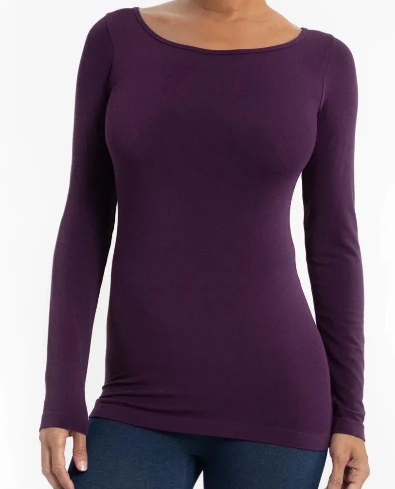 #L844 Stopping Time Long Sleeve Reversible Top (Eggplant)