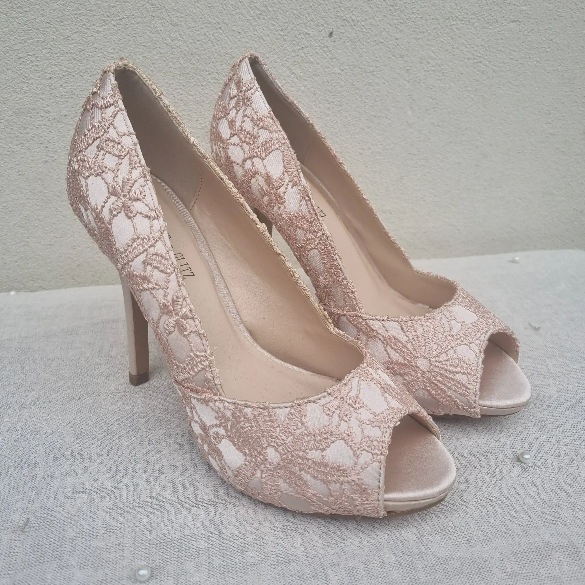 Lace Peep Toe Platform