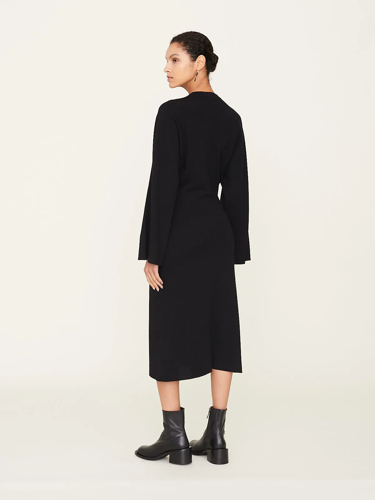 Laura Fine Gauge Double Knit Dress in Black