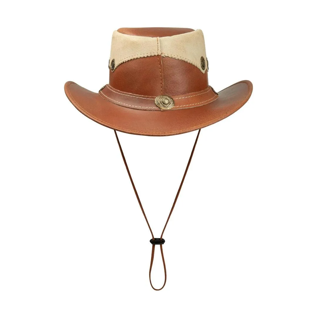 Leather Suede HAT Aussie Bush Cowboy Riding Classic Western Outback Brown