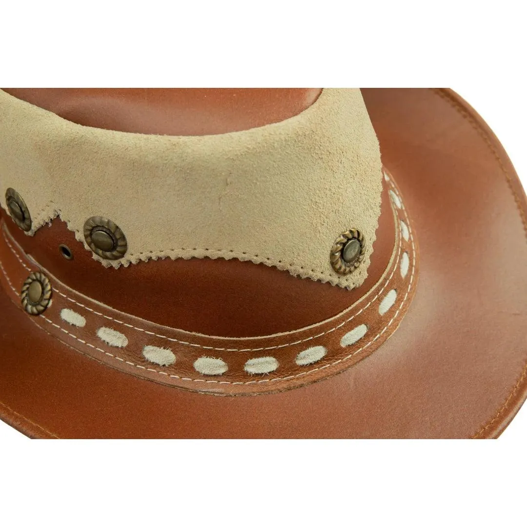 Leather Suede HAT Aussie Bush Cowboy Riding Classic Western Outback Brown