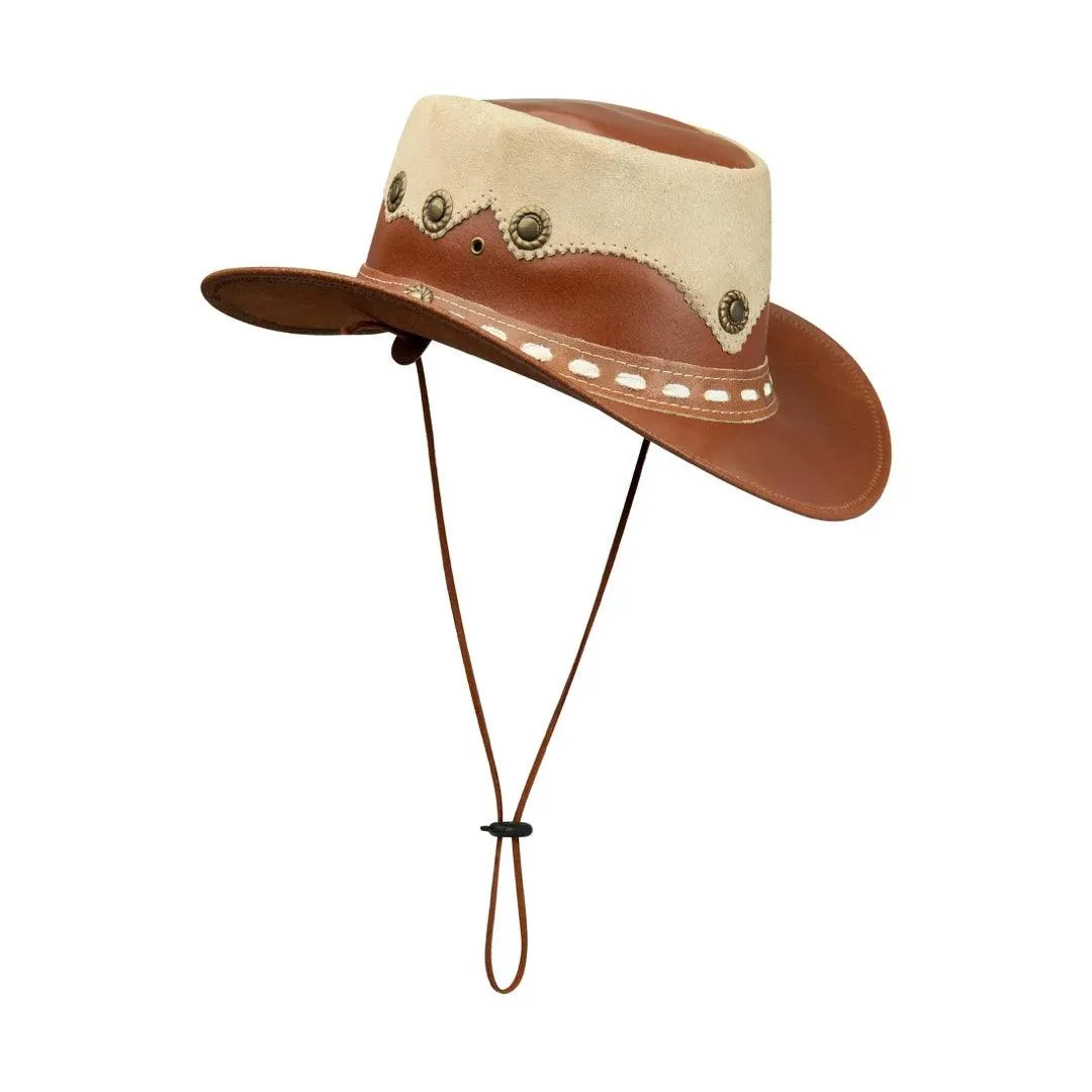 Leather Suede HAT Aussie Bush Cowboy Riding Classic Western Outback Brown