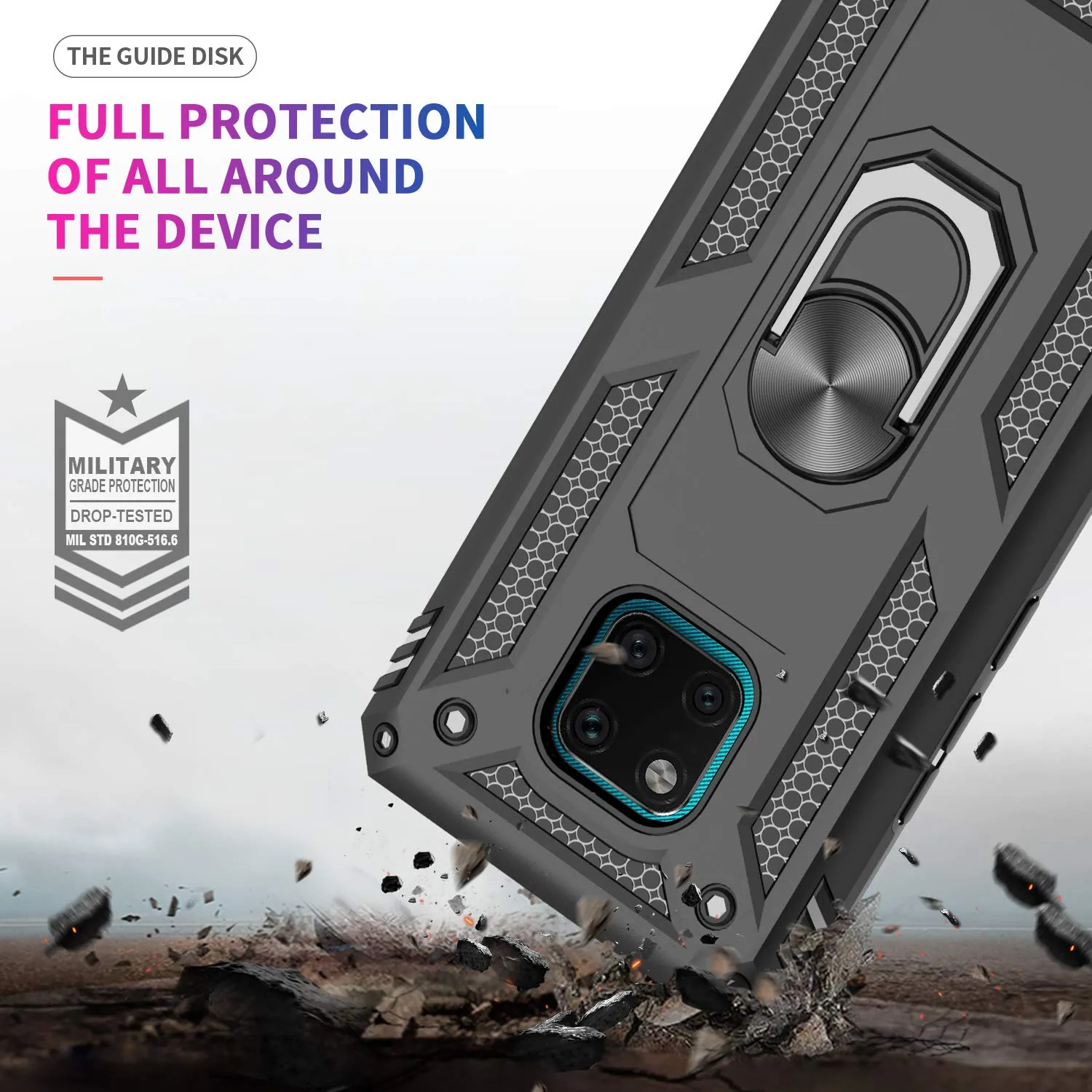 LeYi for Huawei Mate 20 Pro Case with Magnetic Ring Holder, Full Body Protective [Military Grade] Silicone Personalised Shockproof Armour Phone Cover