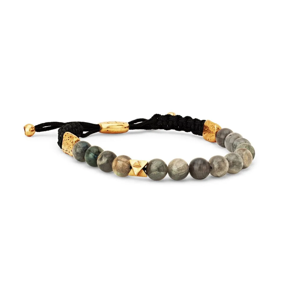 LH x JA Akasha Labradorite Mala Bead Bracelet with Brass Merkaba | Ready to Ship