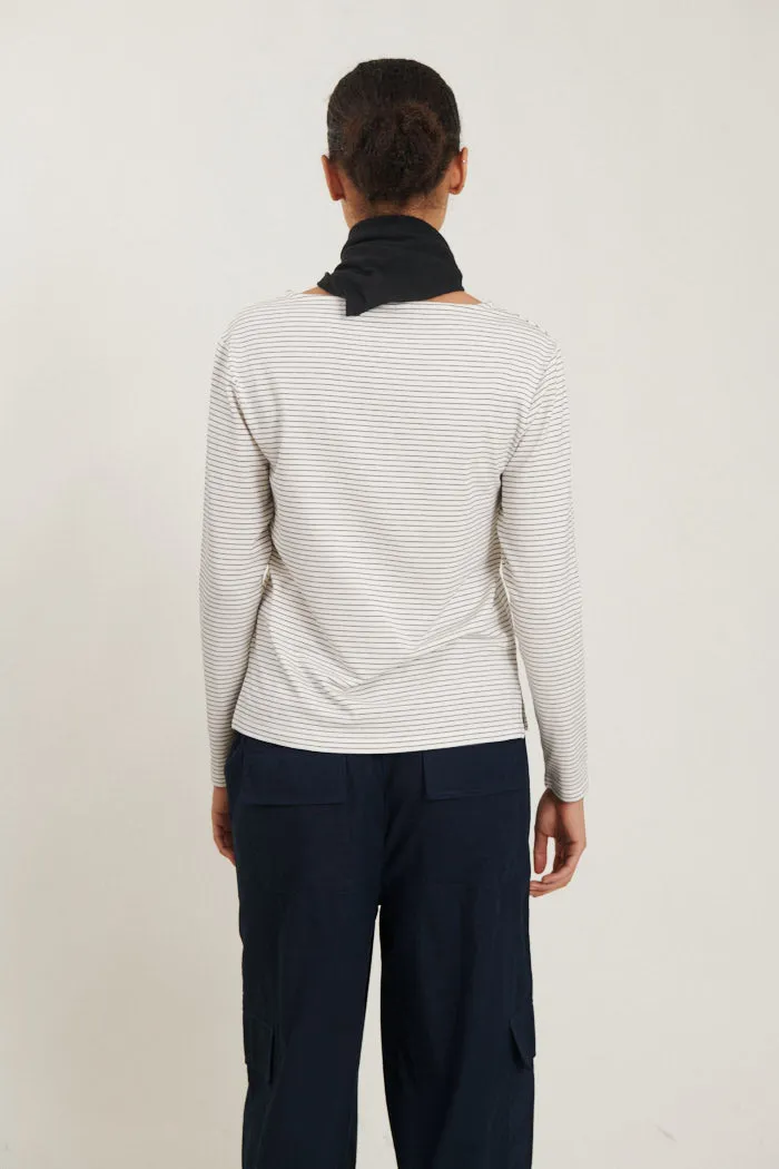 Liva Boat Neck - whisper white / Sky captain