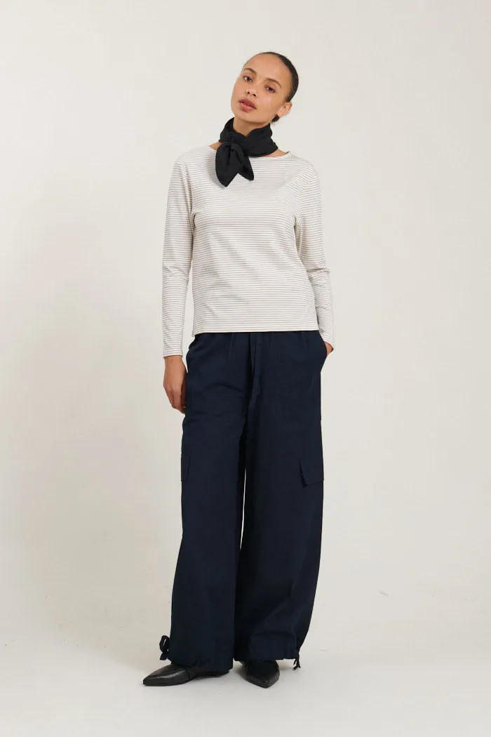 Liva Boat Neck - whisper white / Sky captain