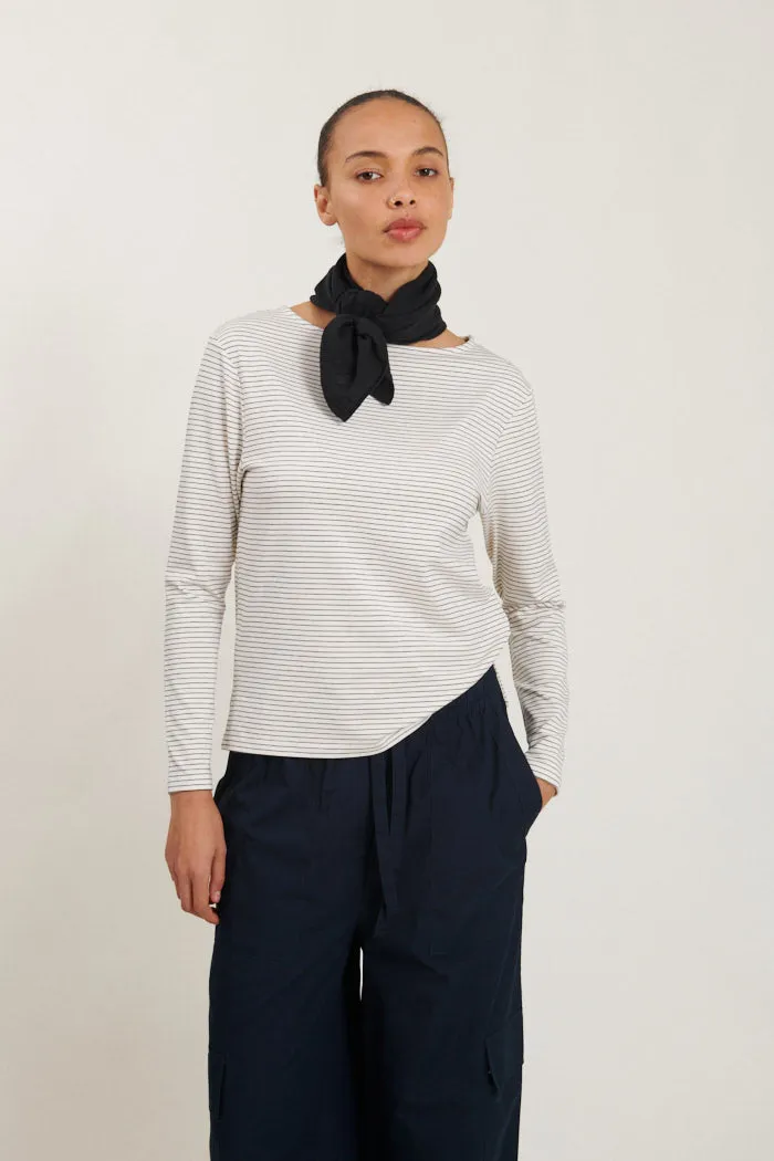 Liva Boat Neck - whisper white / Sky captain