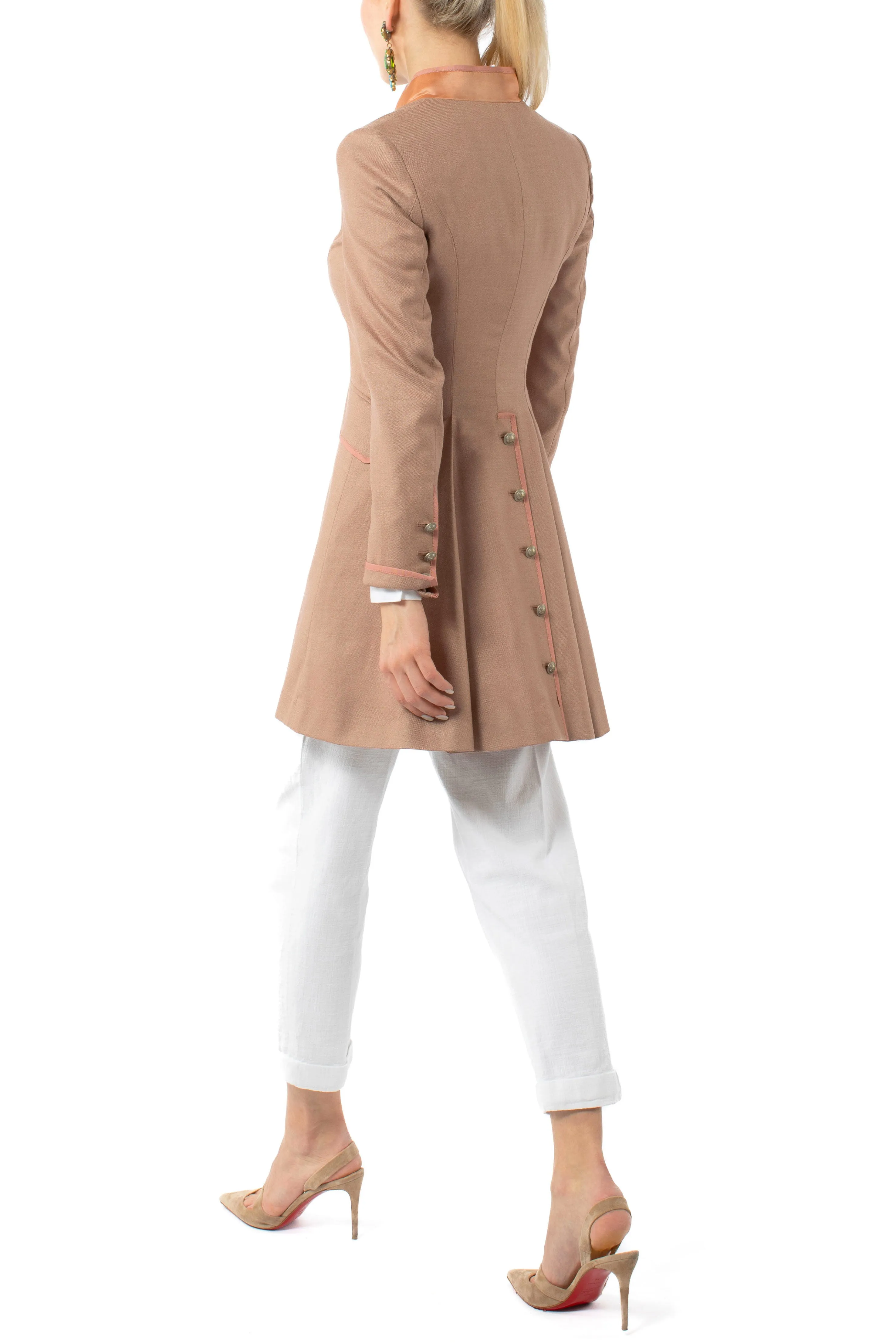 Long blazer from silk-wool in terracotta