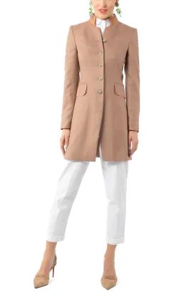 Long blazer from silk-wool in terracotta