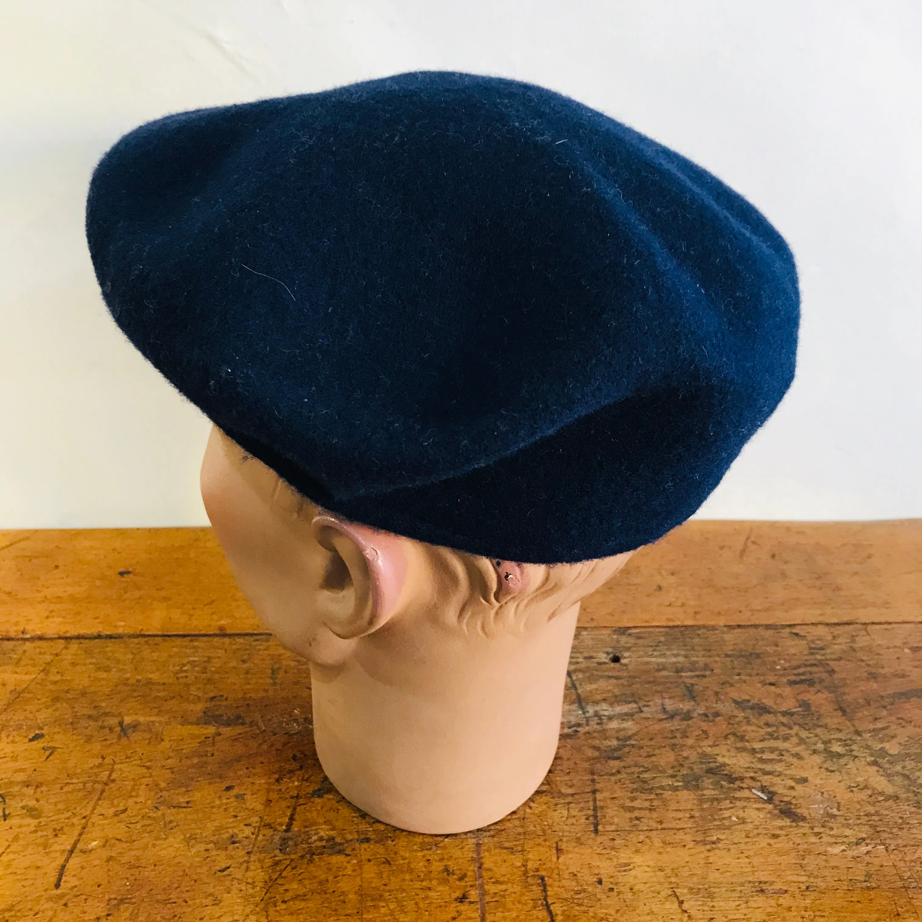 Luton - Cheese Cutter Flat Cap - Wool Felt - French Navy - S/M and M/L