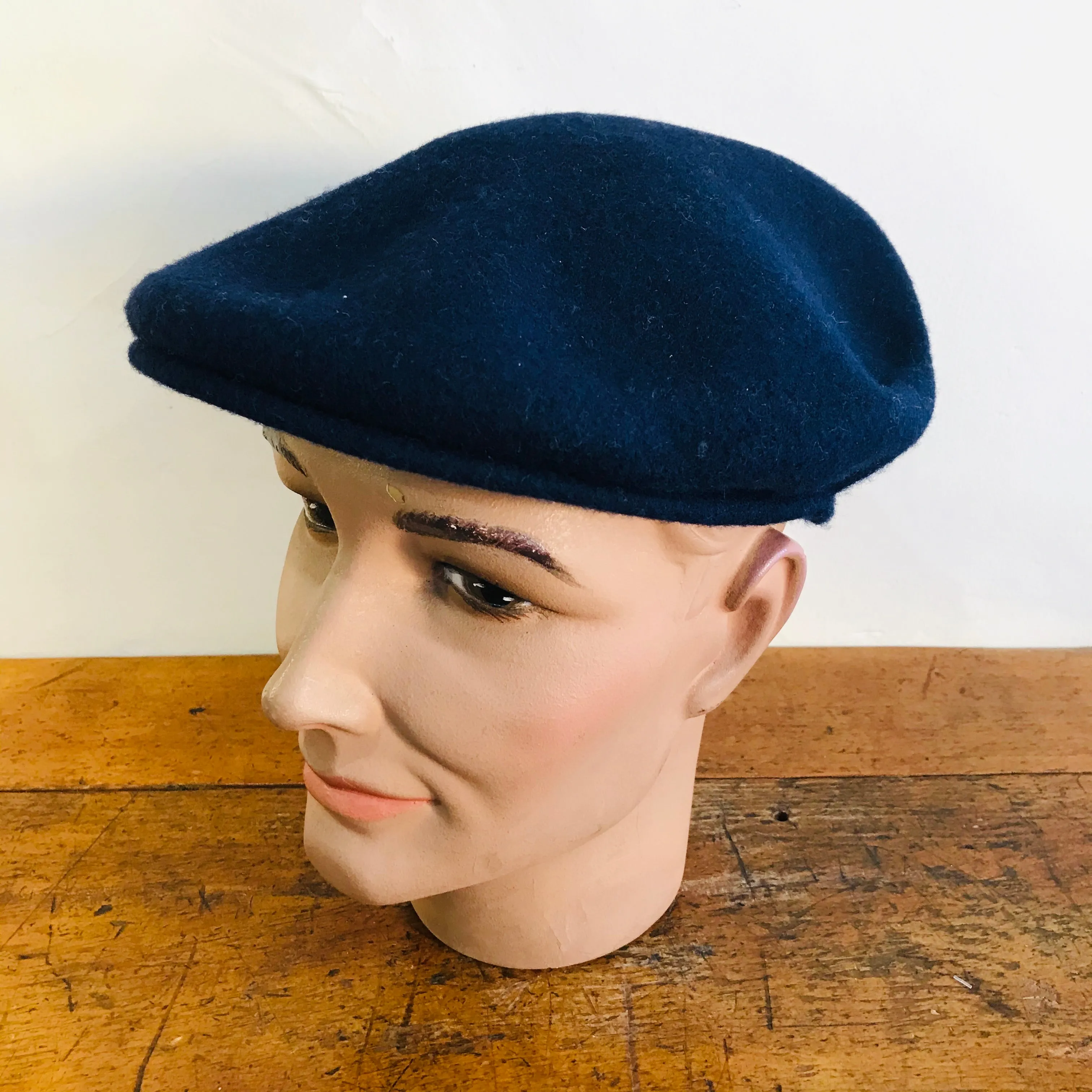 Luton - Cheese Cutter Flat Cap - Wool Felt - French Navy - S/M and M/L