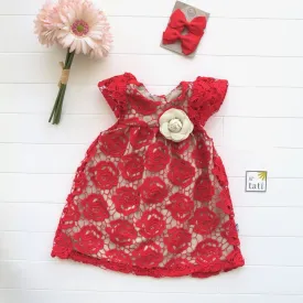 Magnolia Dress in Red Floral Lace