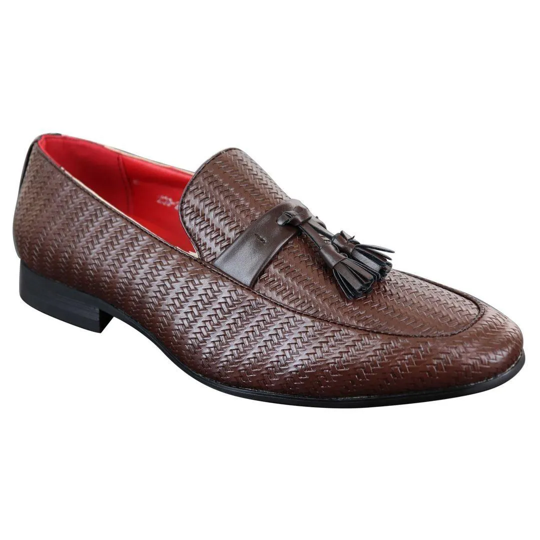 Mens Classic Vintage Tassel PU Leather Driving Shoes Loafers Smart Casual