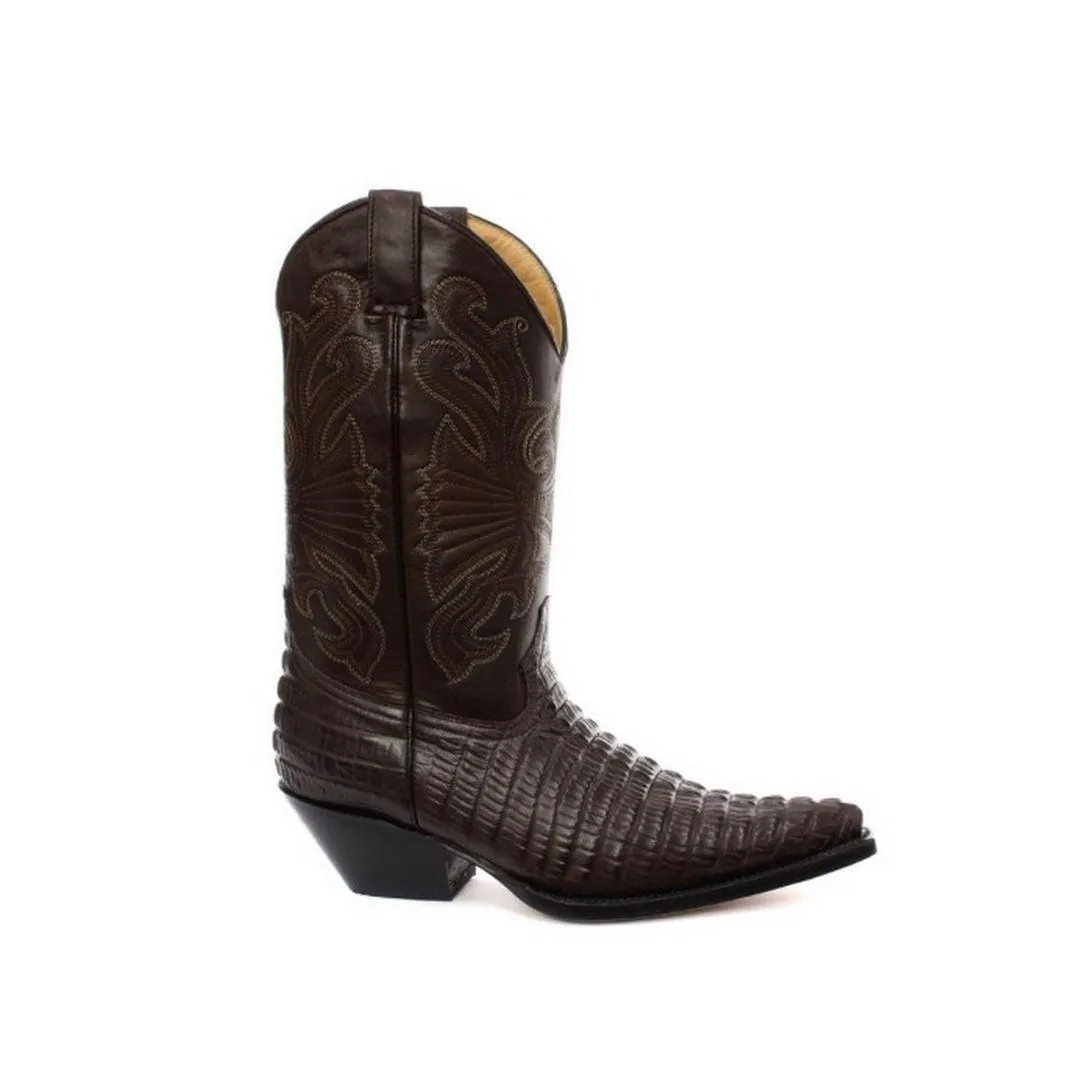 Mens Hi Cowboy Boots Pointed Black Brown Grinders Leather Crocodile Western Cuban