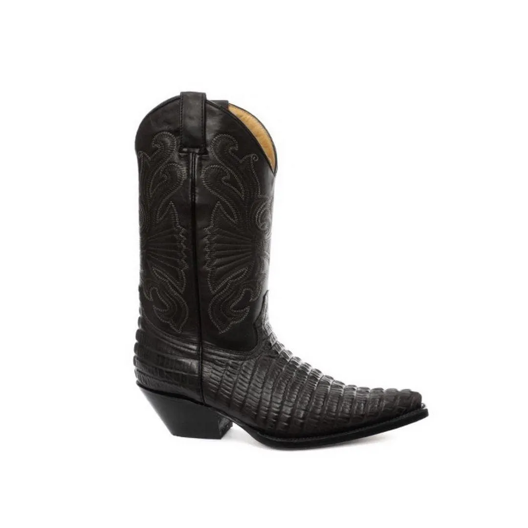 Mens Hi Cowboy Boots Pointed Black Brown Grinders Leather Crocodile Western Cuban