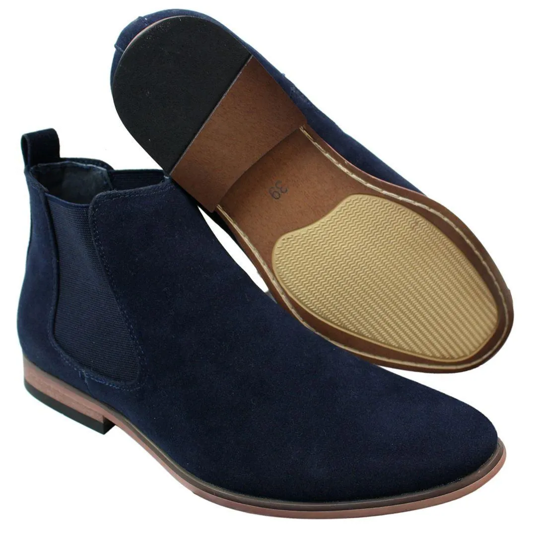 Mens Italian Suede Slip On Ankle Boots Smart Casual Desert Chelsea Dealer