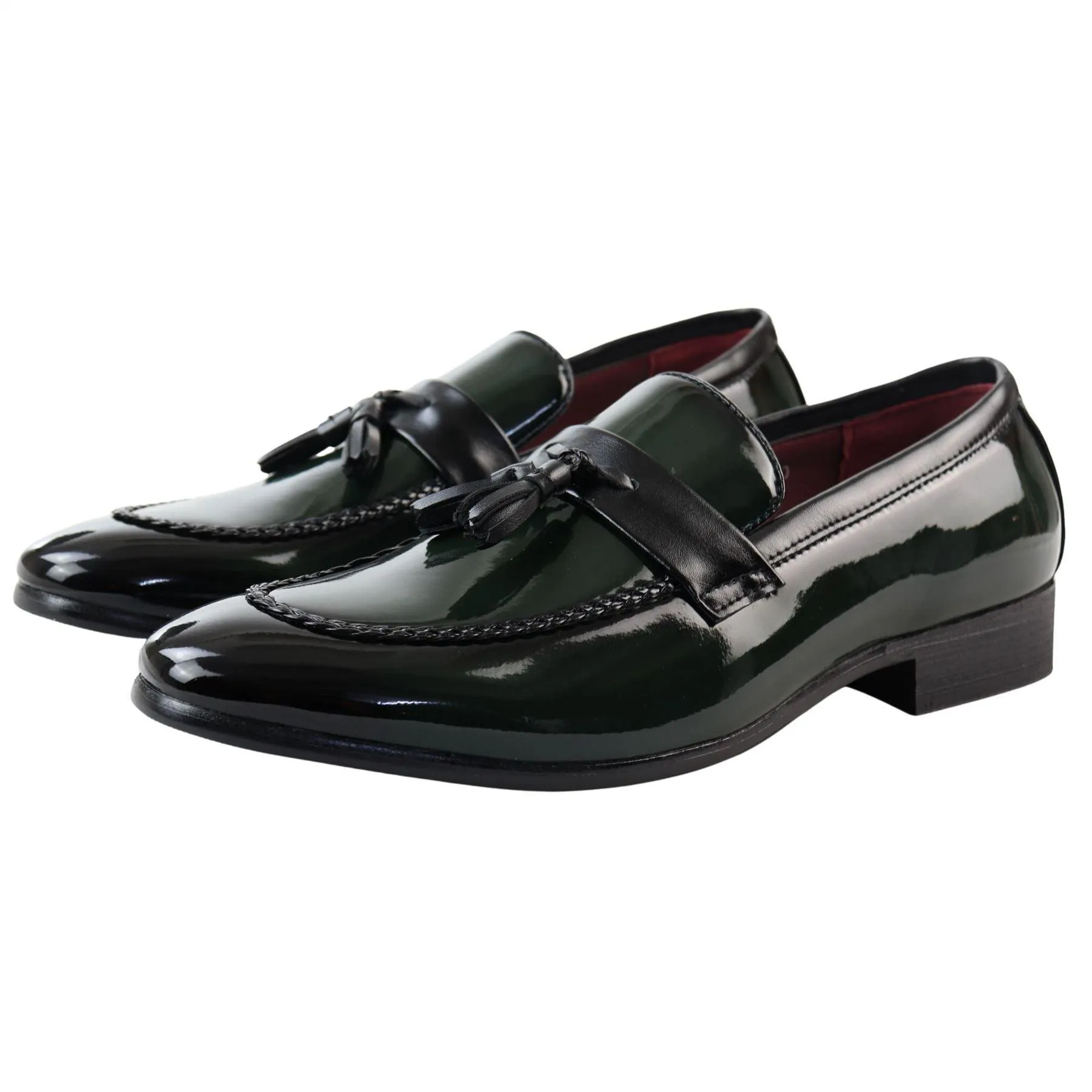 Men's Moccasin Loafers Patent Leather Lined Slip On Tassel Formal Dress Shoes