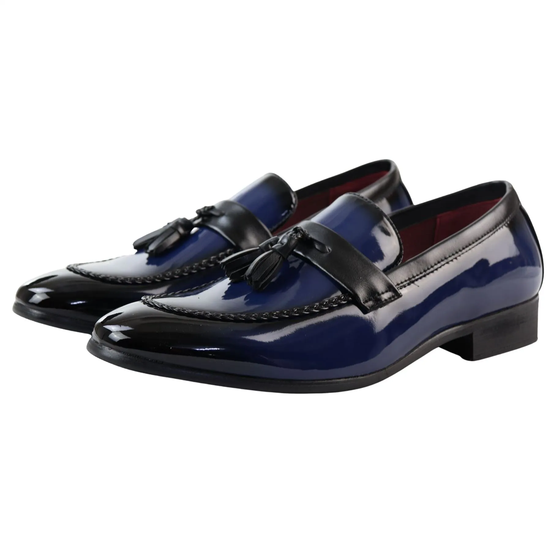 Men's Moccasin Loafers Patent Leather Lined Slip On Tassel Formal Dress Shoes