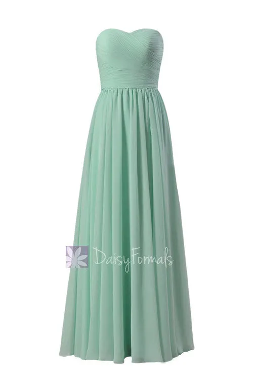 Mint Green Bridesmaid Dress Floor Length Chiffon Wedding Party Dress(BM10824L)