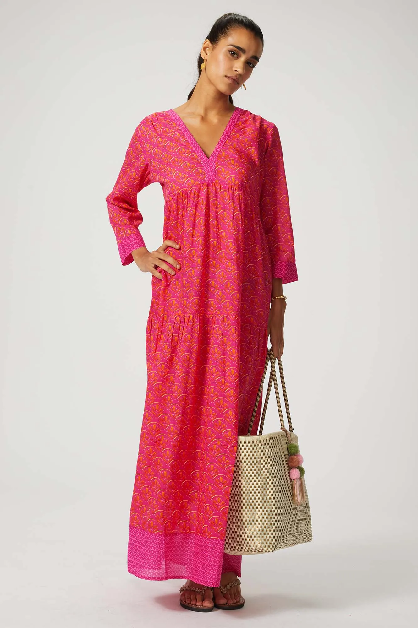 Mykonos Maxi Dress | Clover Pink/Orange