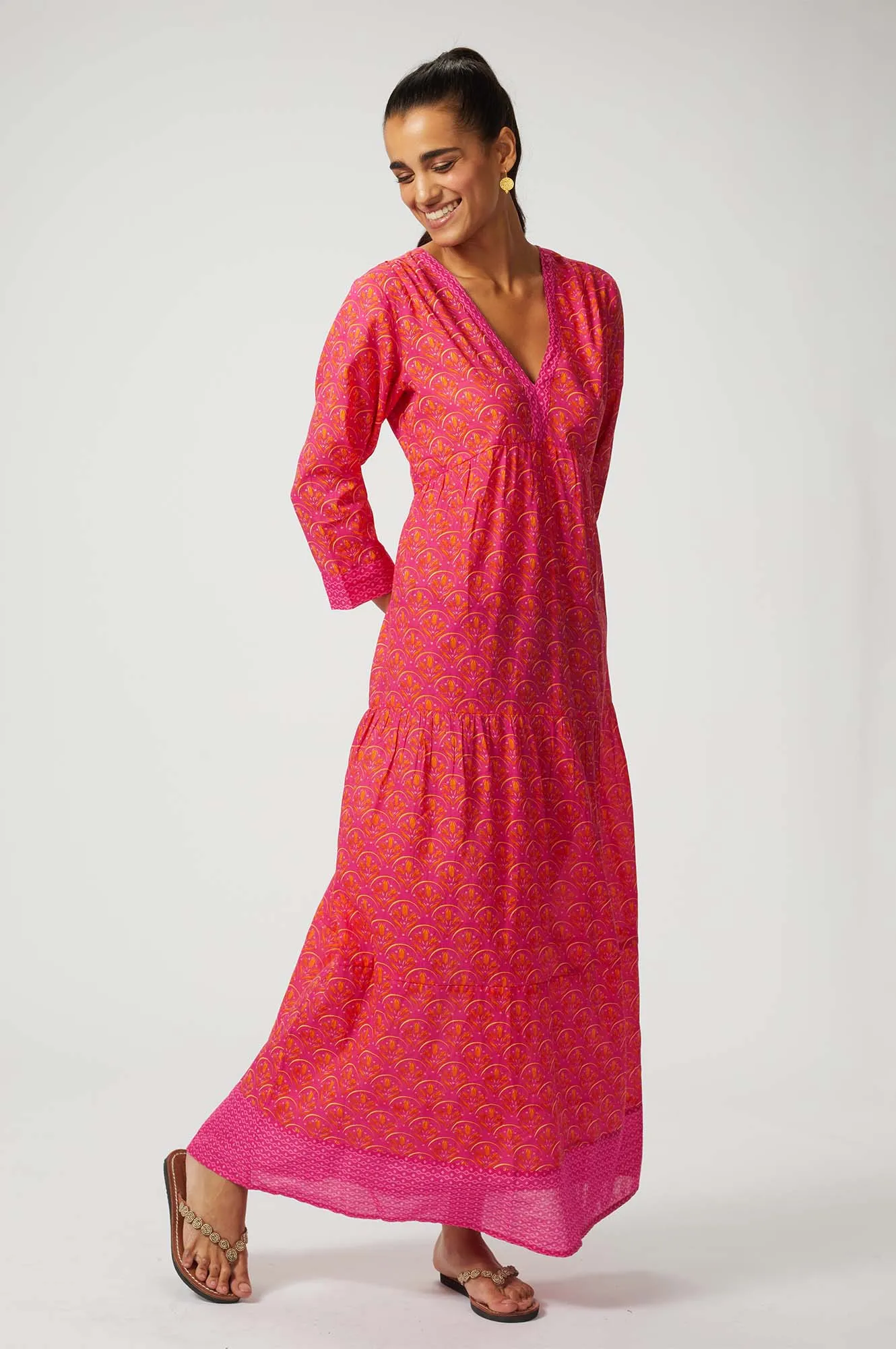 Mykonos Maxi Dress | Clover Pink/Orange