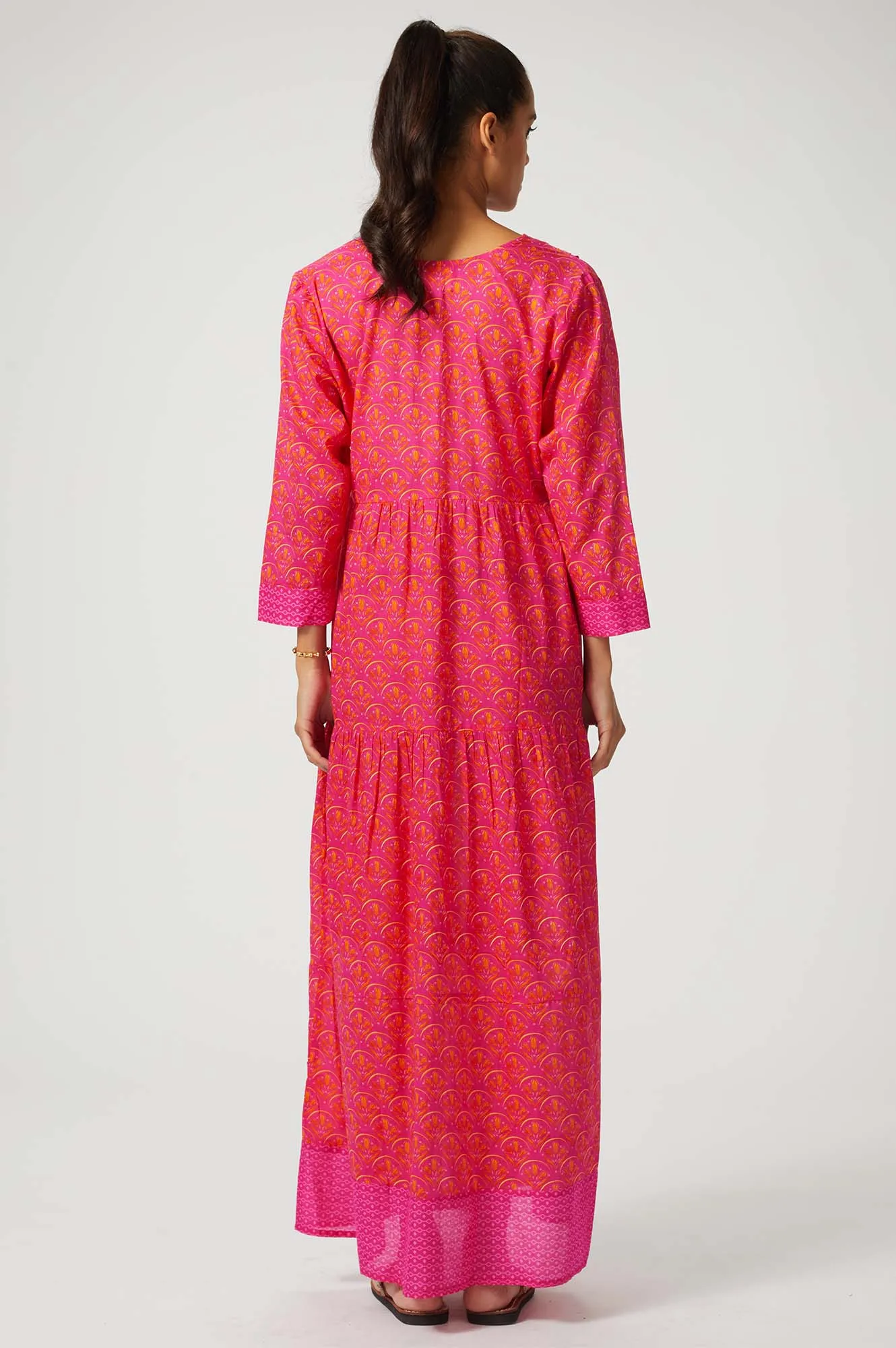 Mykonos Maxi Dress | Clover Pink/Orange