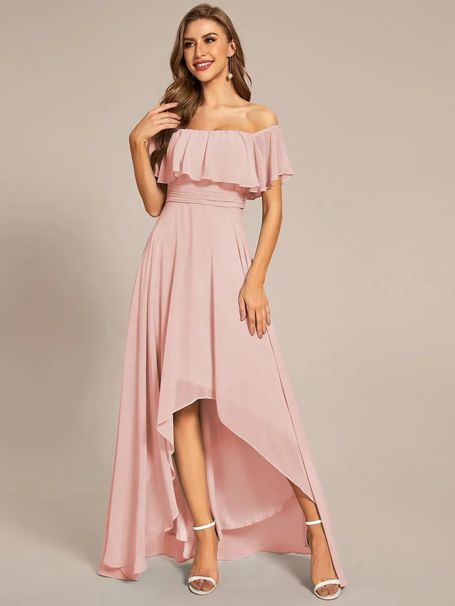 Off Shoulder Chiffon Split Wholesale Bridesmaid Dresses