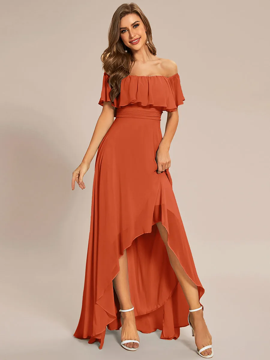 Off Shoulder Chiffon Split Wholesale Bridesmaid Dresses