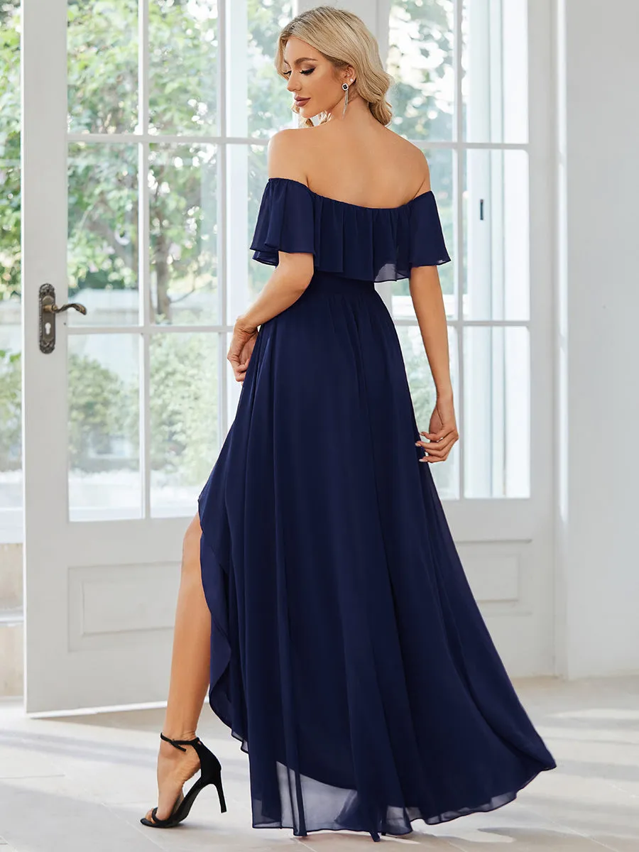 Off Shoulder Chiffon Split Wholesale Bridesmaid Dresses