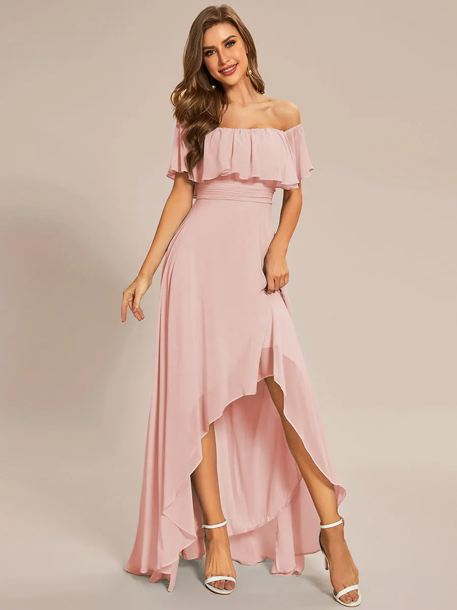 Off Shoulder Chiffon Split Wholesale Bridesmaid Dresses