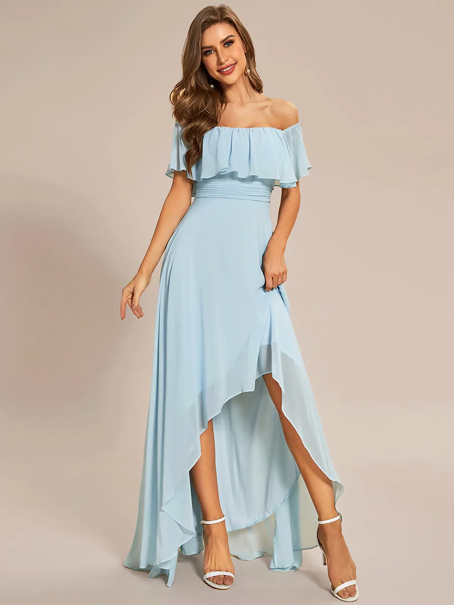 Off Shoulder Chiffon Split Wholesale Bridesmaid Dresses