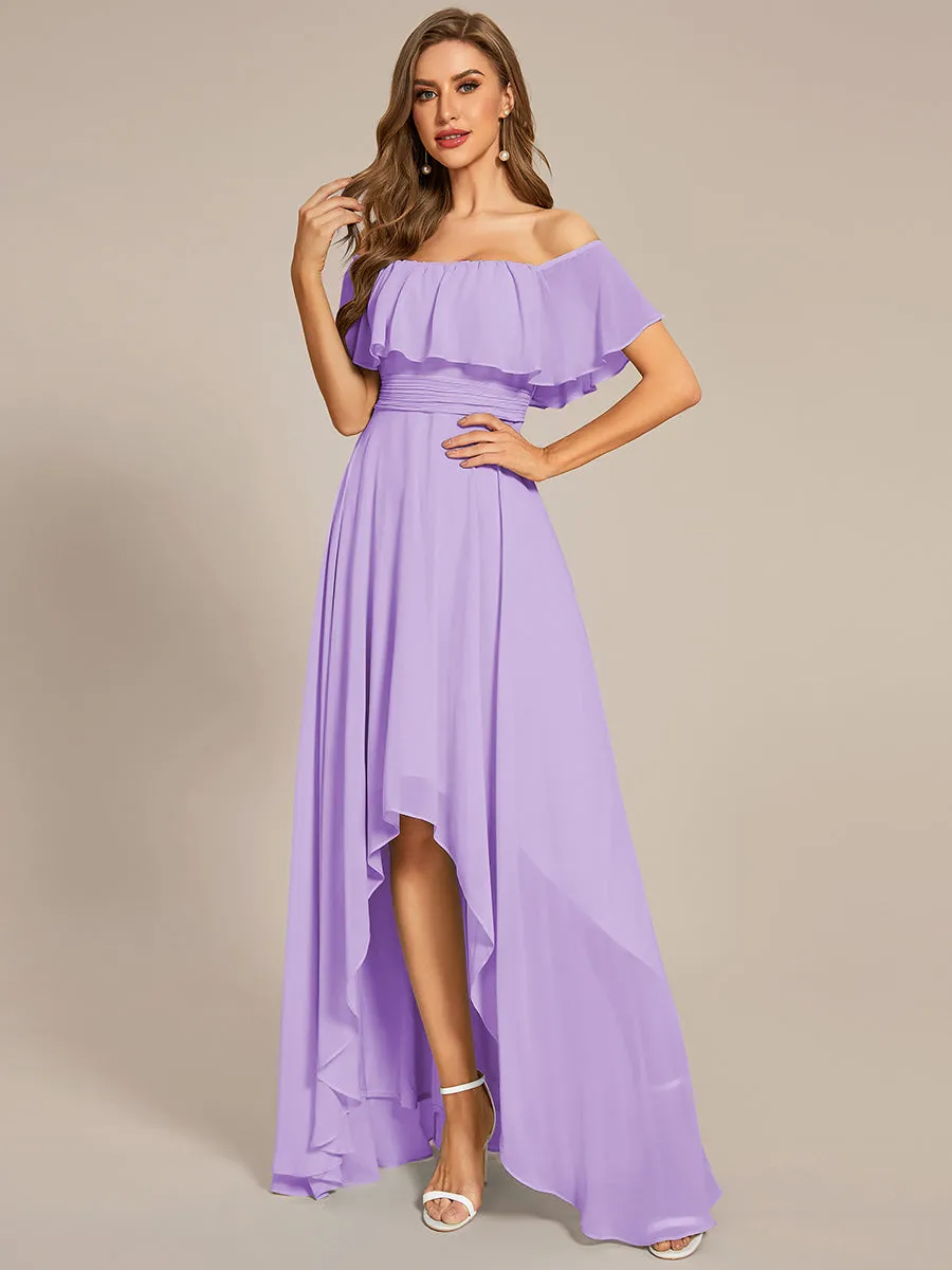 Off Shoulder Chiffon Split Wholesale Bridesmaid Dresses