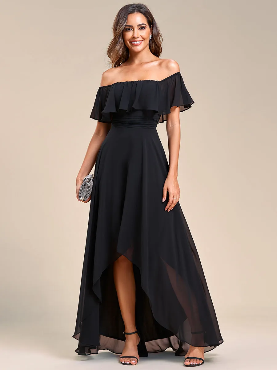 Off Shoulder Chiffon Split Wholesale Bridesmaid Dresses