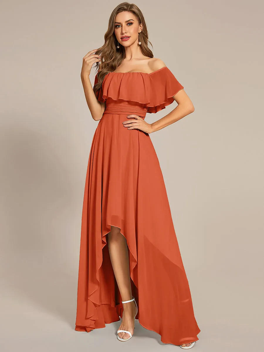 Off Shoulder Chiffon Split Wholesale Bridesmaid Dresses