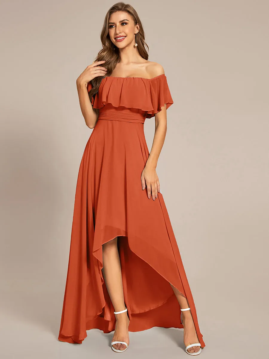 Off Shoulder Chiffon Split Wholesale Bridesmaid Dresses