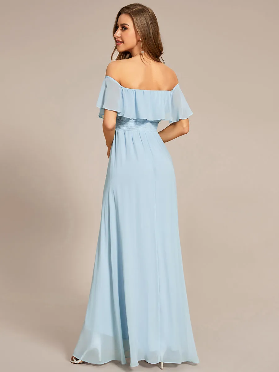 Off Shoulder Chiffon Split Wholesale Bridesmaid Dresses